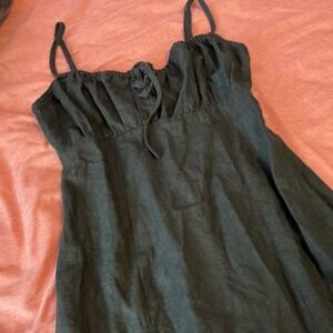 Wild Fable Dress Womens XXS Black Spaghetti Strap Linen Mini Textured StretchNEW